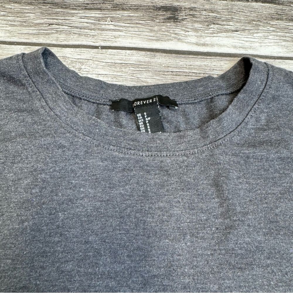 Forever 21 Striped Sleeve Baseball Tee Gray Short Sleeve Top S - Picture 3 of 10